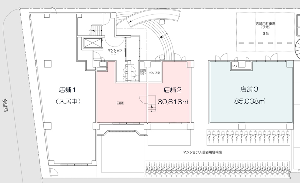 杭全　ユリシスエンファミエ　１階店舗　テナント募集